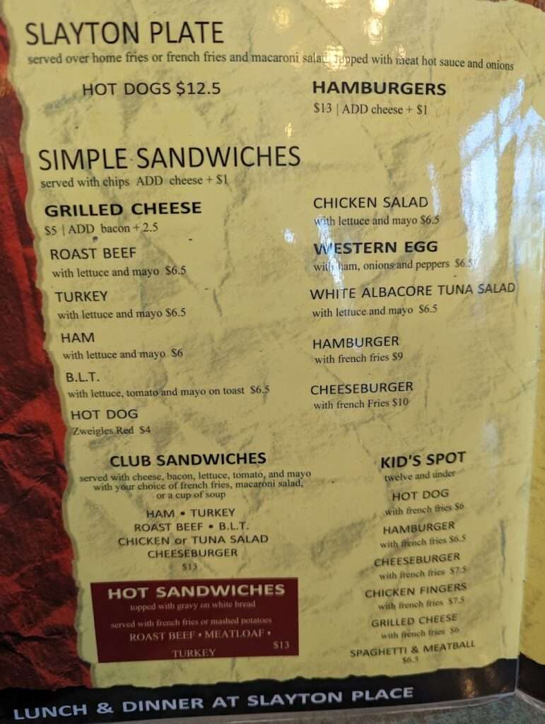 Slayton Place menu 4